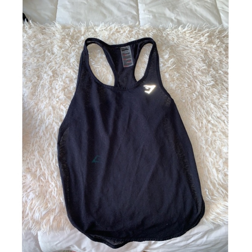 Black gymshark open side tank top SZ small